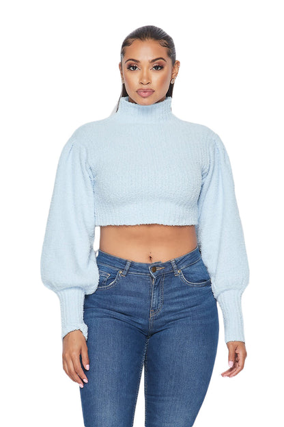 Mock Neck Cropped Sweater