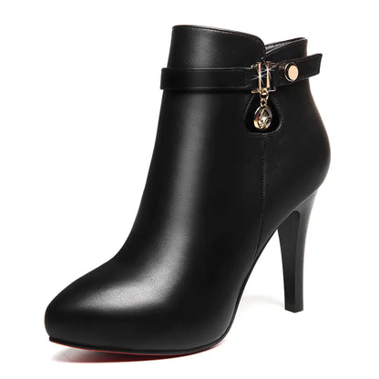 Versatile Waterproof High Heels with Pointed Toe Booties