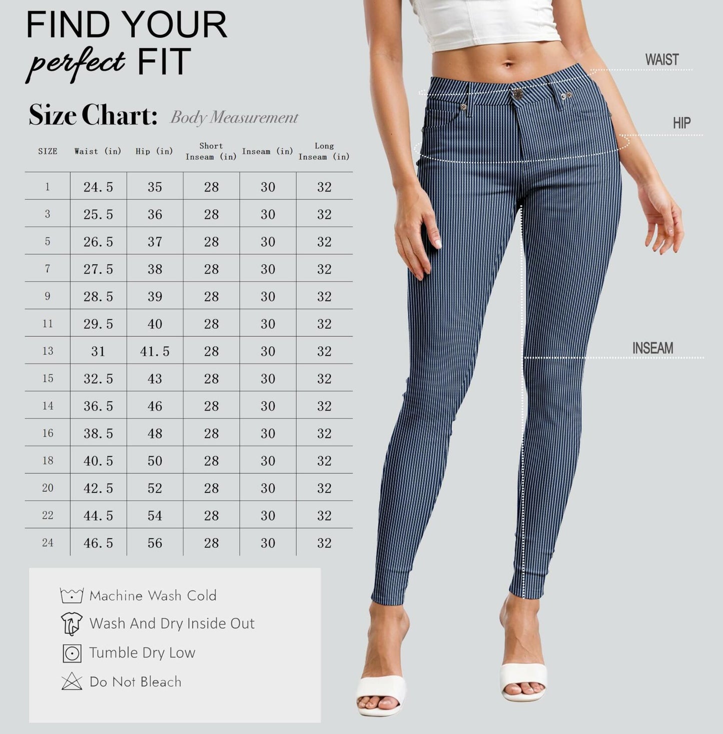 Hybrid & Company Womens Comfy Stretch Denim 5 Pocket Jeans Blue White Size 24