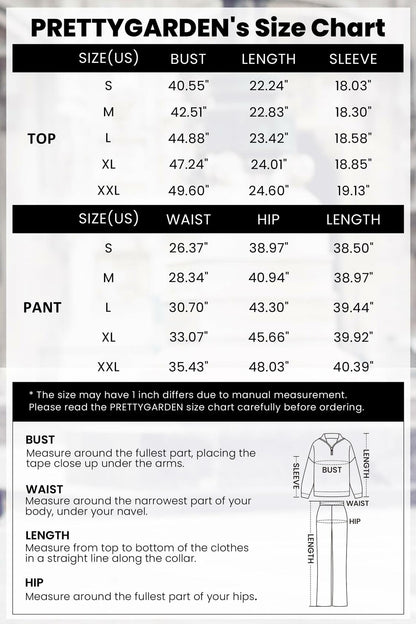 PRETTYGARDEN Womens Winter 2 Piece Sweater Set Quarter Zip Pants Beige Size XXL