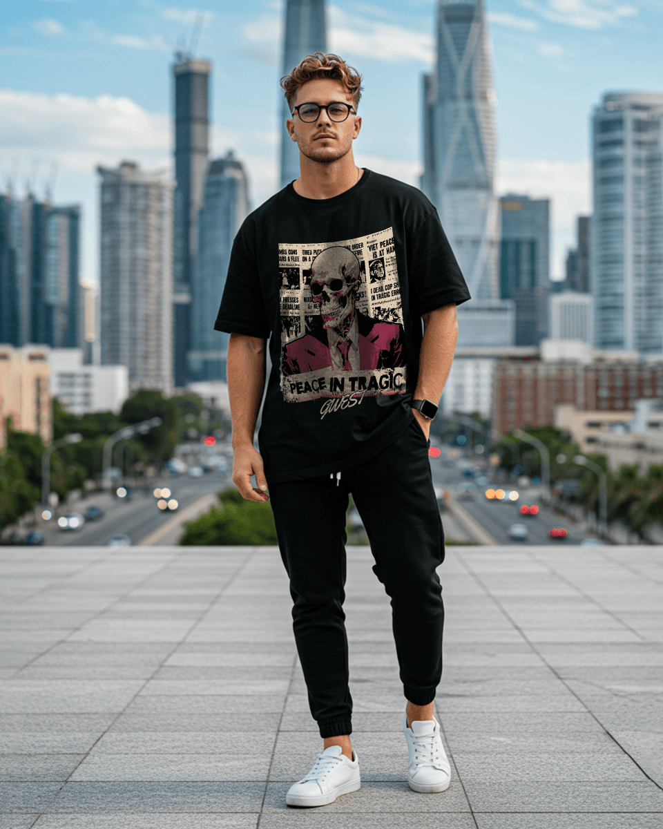 G-West Peace In Tragic Oversized T-Shirt Mens