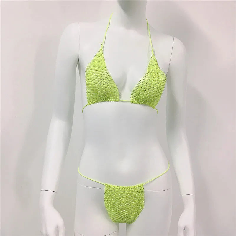 women's solid color 2 piece set bikinis