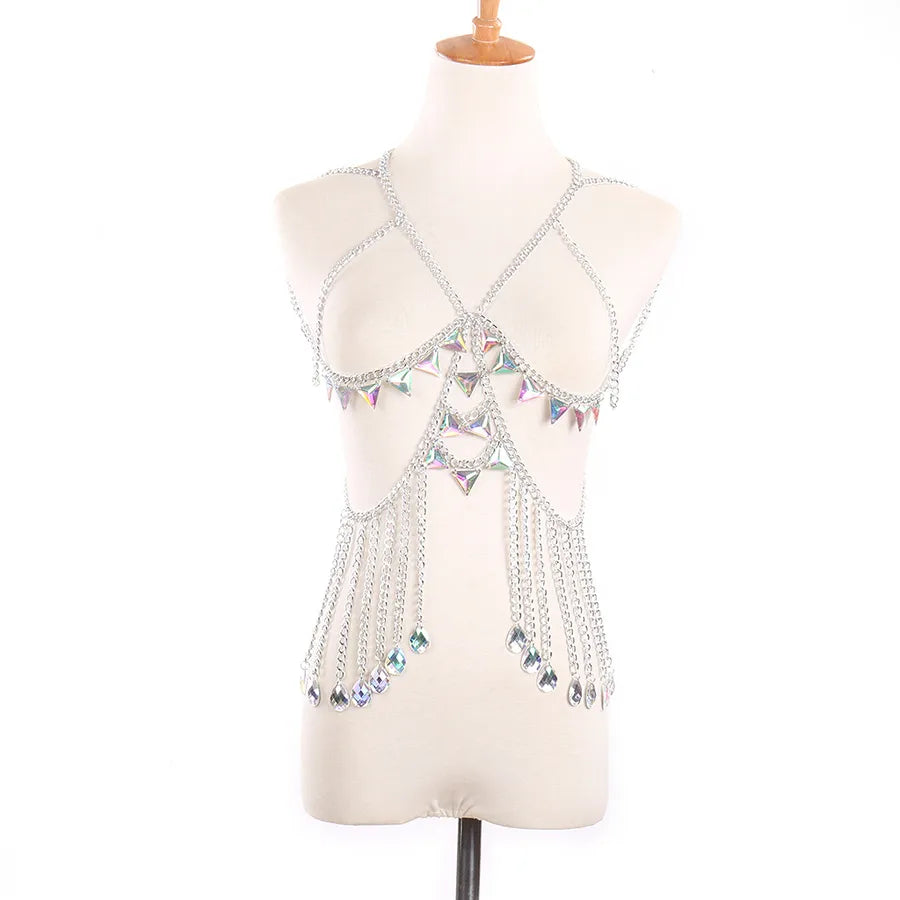 Jewelry Summer New Waist Chain Accessories Acrylic Bra Sexy Hollow Colorful Chain Body Chain