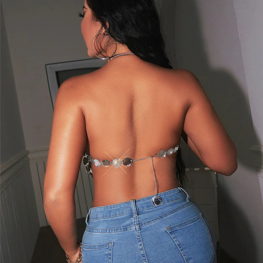 women's tank tops sequins tassel backless fashion