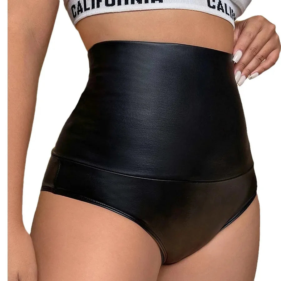 Sexy PU Leather Shorts  Independent Station  Triangle Leather Shorts High Waist Dk08