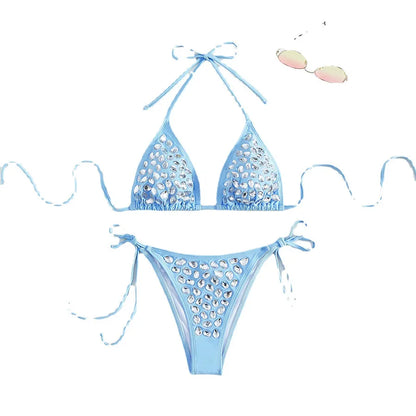 women's solid color 2 piece set bikinis