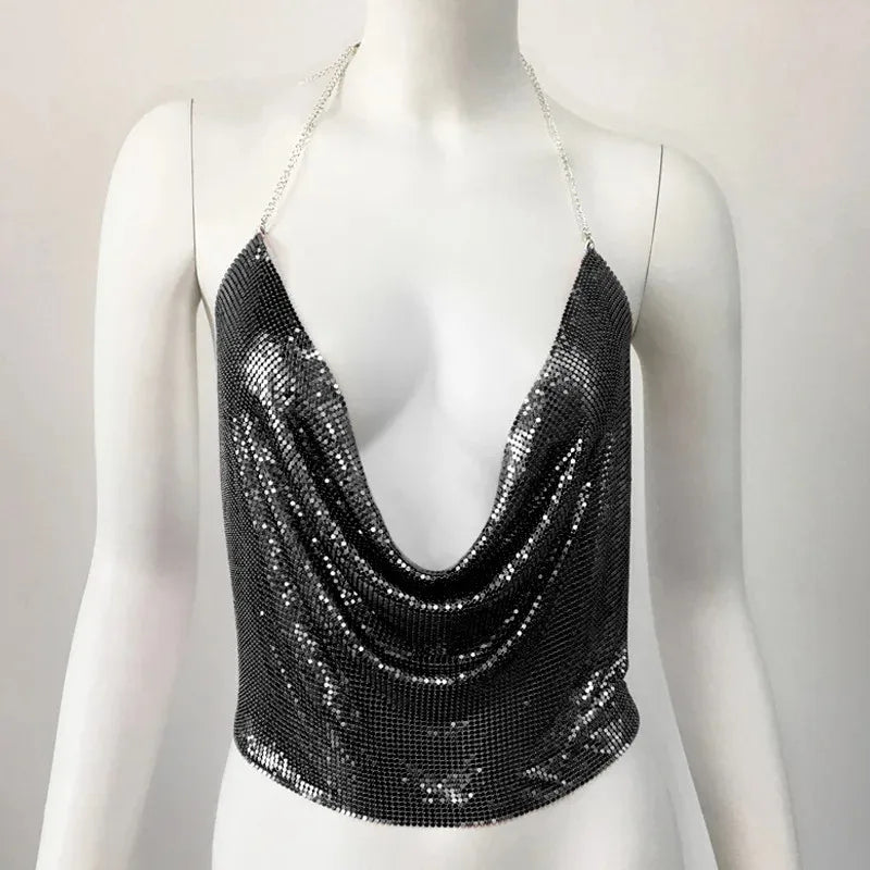 Women's Vest Tank Tops Sequins Streetwear Solid Color