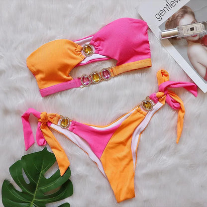 women's multicolor 2 piece set bikinis