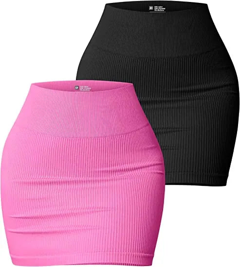 summer sexy solid color spandex polyester above knee skirts