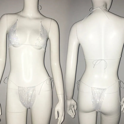 women's solid color 2 piece set bikinis