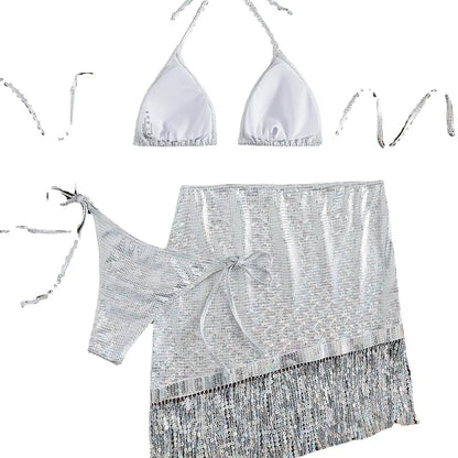 women's sexy solid color 3 piece set bikinis