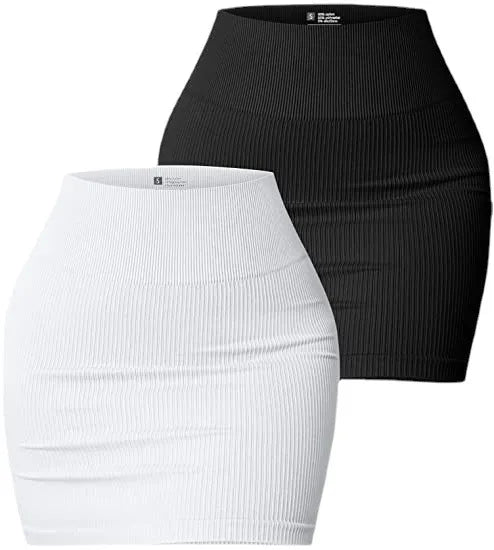 summer sexy solid color spandex polyester above knee skirts