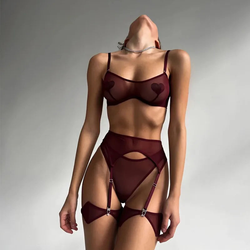 solid color wireless bra sexy mid waist briefs sexy lingerie