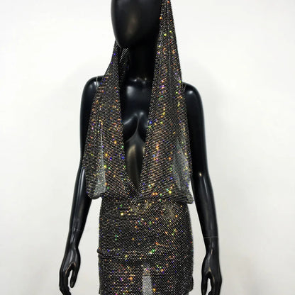 Halter Neck Hooded Sleeveless Hip Skirt Dress