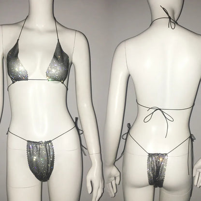 women's solid color 2 piece set bikinis