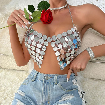 women's bandeau tank tops patchwork backless sexy heart shape