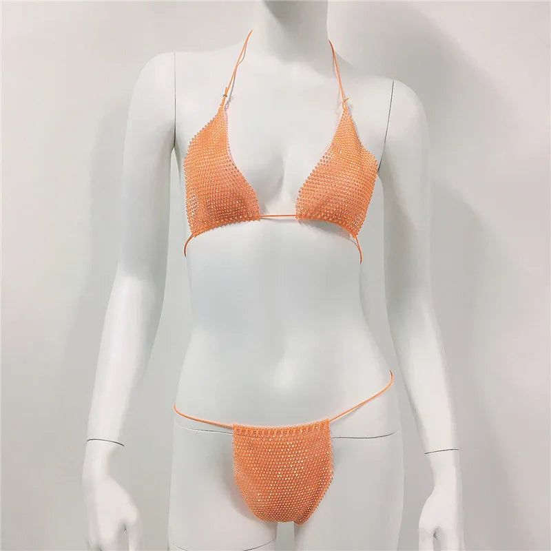 women's solid color 2 piece set bikinis