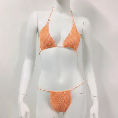 women's solid color 2 piece set bikinis