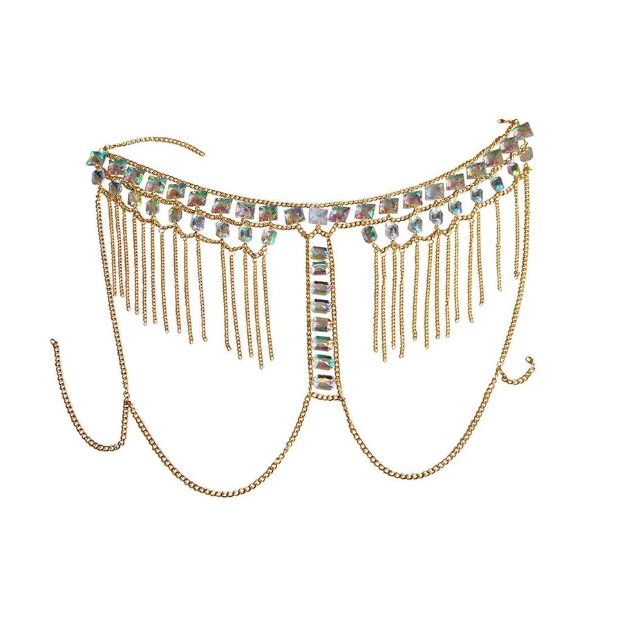 jewelry acrylic chest chain fashion sexy stitching shoulder chain nightclub beach gem body chain