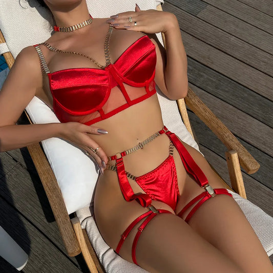 solid color hanging neck type sexy mid waist bandage sexy lingerie