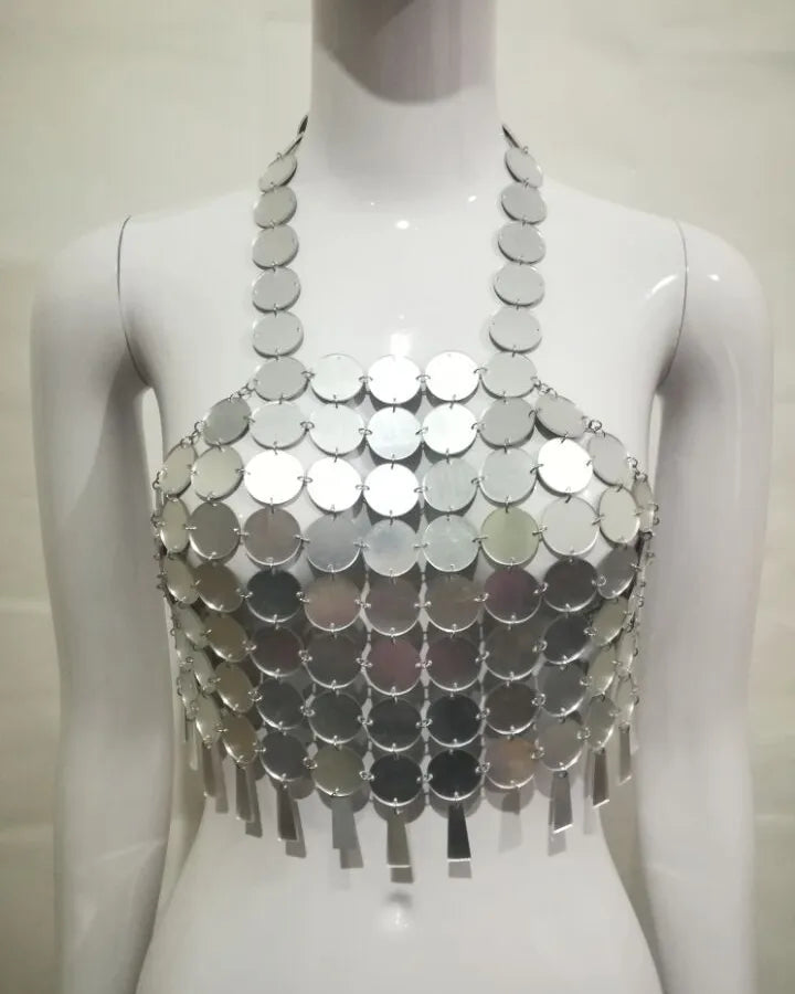 women's tank tops sequins tassel backless fashion