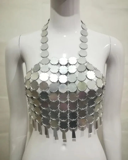 women's tank tops sequins tassel backless fashion