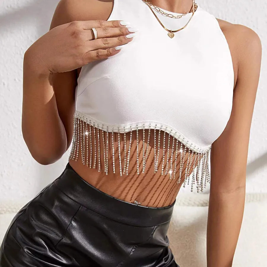 women's wrap crop top tank tops tassel streetwear solid color