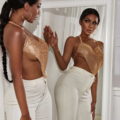 women's vest tank tops backless sexy streetwear solid color