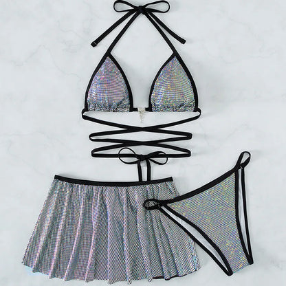 women's sexy solid color 3 piece set bikinis