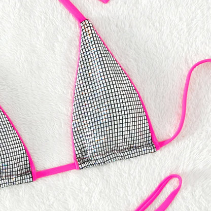Hot Pink & Silver Pixel Bikini