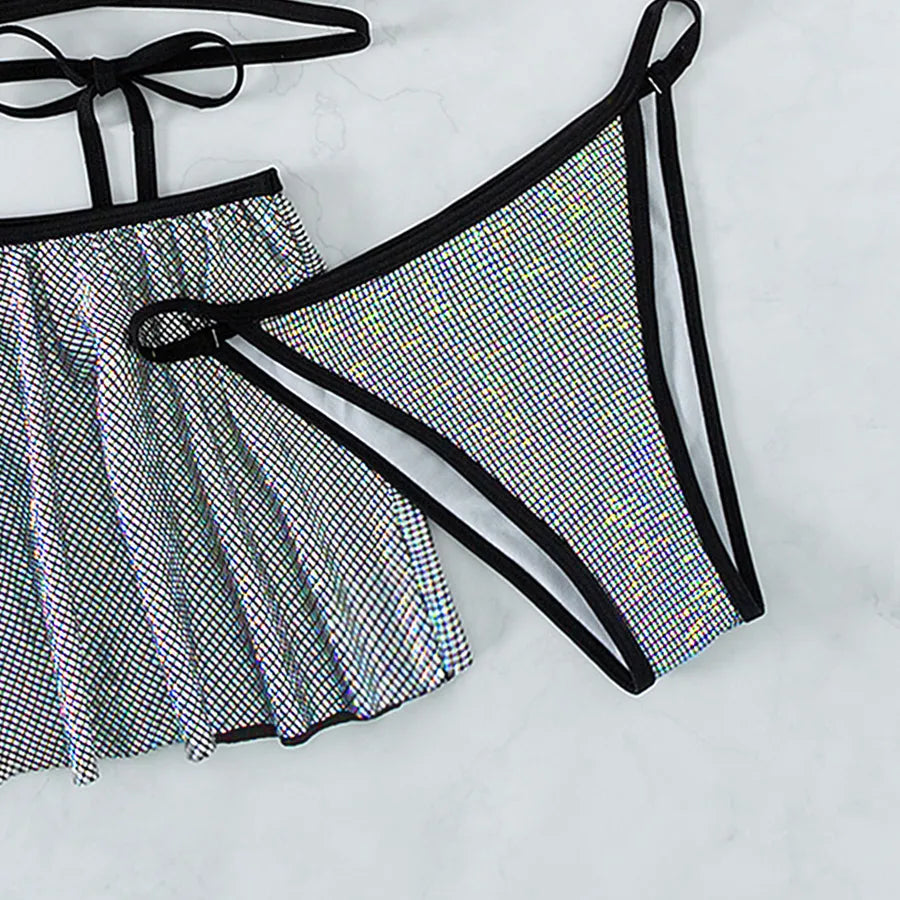 women's sexy solid color 3 piece set bikinis