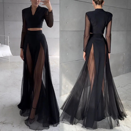 Holiday Street Women's Streetwear Solid Color Polyester Voile/Milk Silk Skirt Co-ord Set Skirt Sets