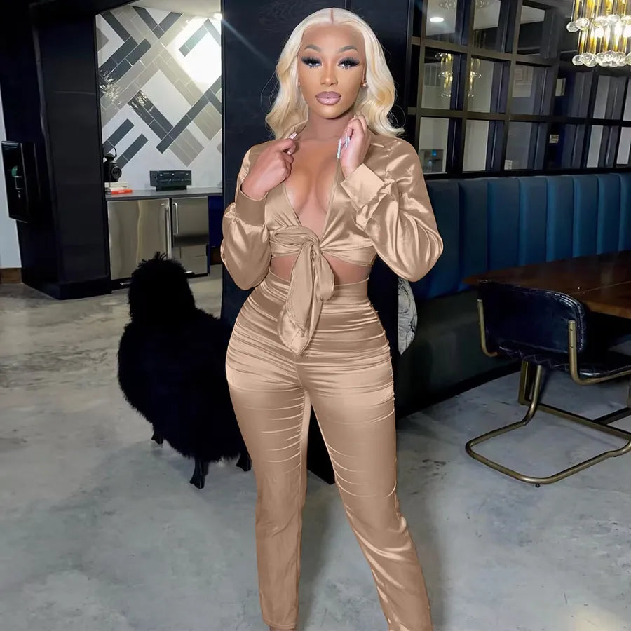 Holiday Selfie Women's Casual Elegant Solid Color Polyester Pants Sets Pants Sets