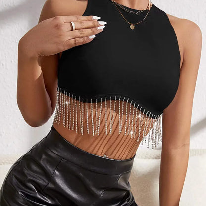 women's wrap crop top tank tops tassel streetwear solid color