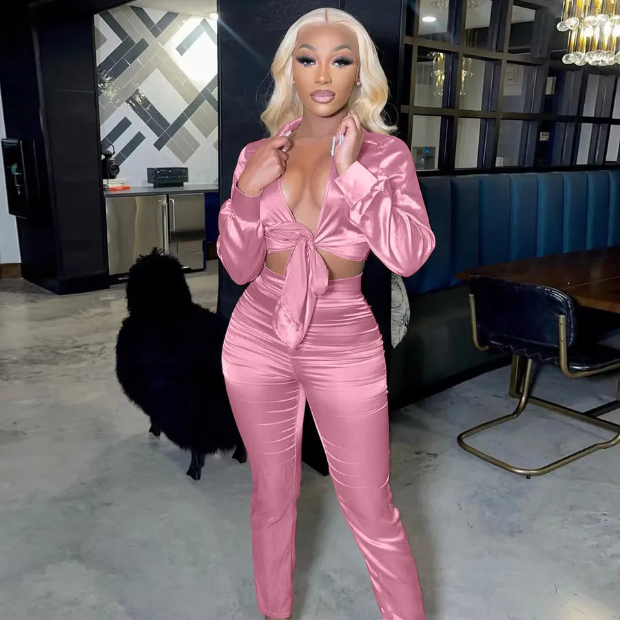 Holiday Selfie Women's Casual Elegant Solid Color Polyester Pants Sets Pants Sets