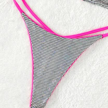 Hot Pink & Silver Pixel Bikini