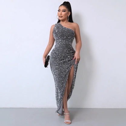 women's pencil skirt fashion sequins patchwork sleeveless solid color maxi long dress daily
