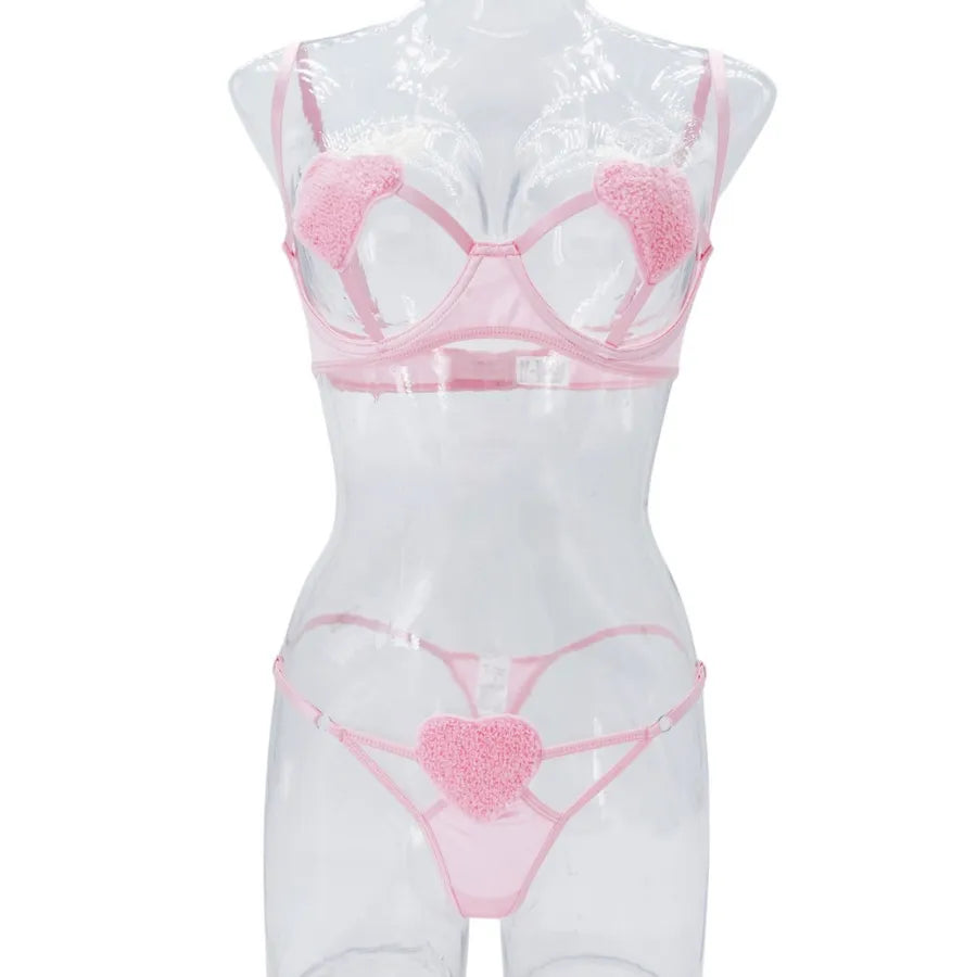 Women's Sexy Heart Shape Sexy Lingerie Sets Home Honeymoon Three-point Low Waist Thong Sexy Lingerie