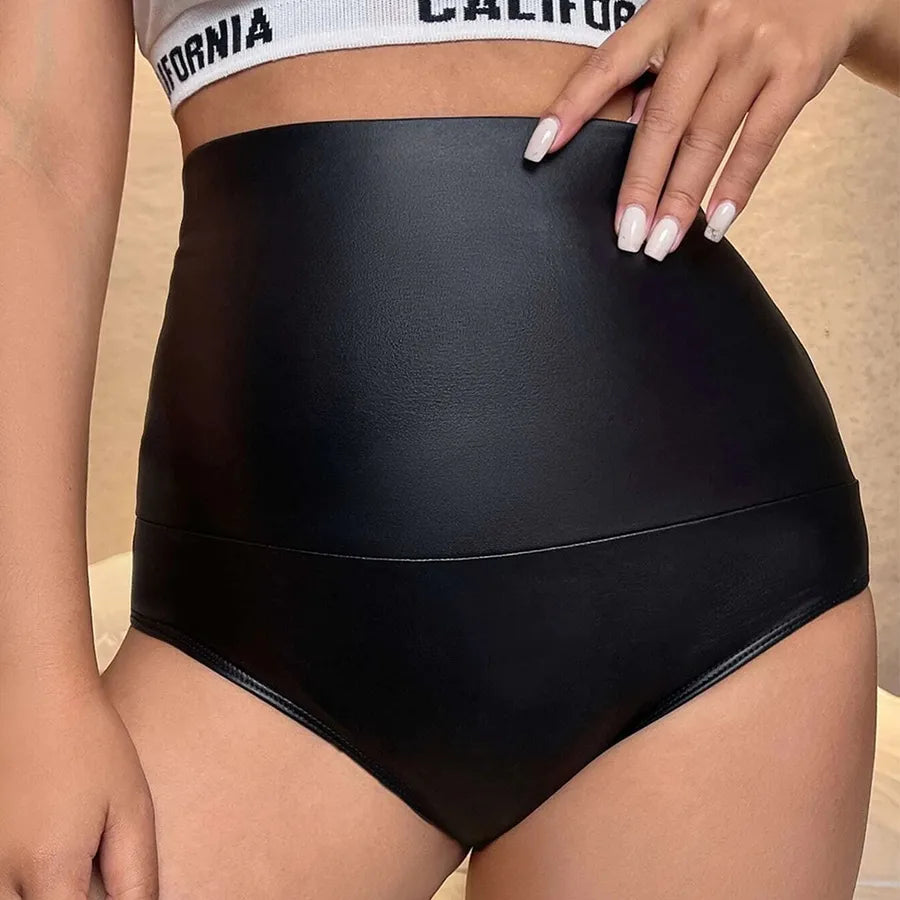 Sexy PU Leather Shorts  Independent Station  Triangle Leather Shorts High Waist Dk08