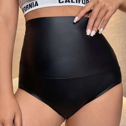 Sexy PU Leather Shorts  Independent Station  Triangle Leather Shorts High Waist Dk08