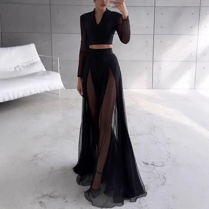 Holiday Street Women's Streetwear Solid Color Polyester Voile/Milk Silk Skirt Co-ord Set Skirt Sets