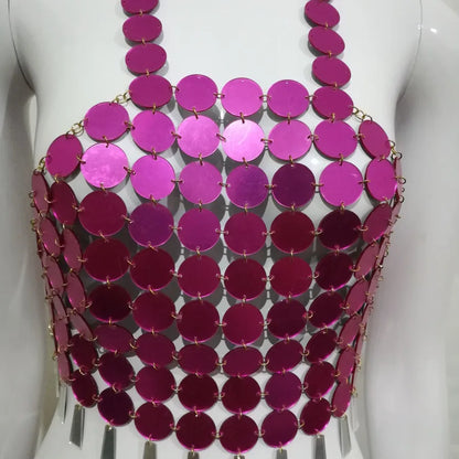 women's tank tops sequins tassel backless fashion