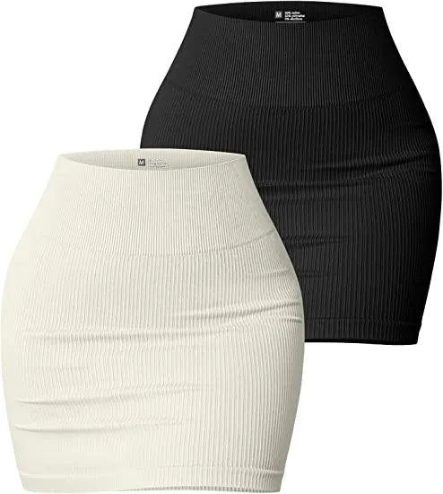summer sexy solid color spandex polyester above knee skirts