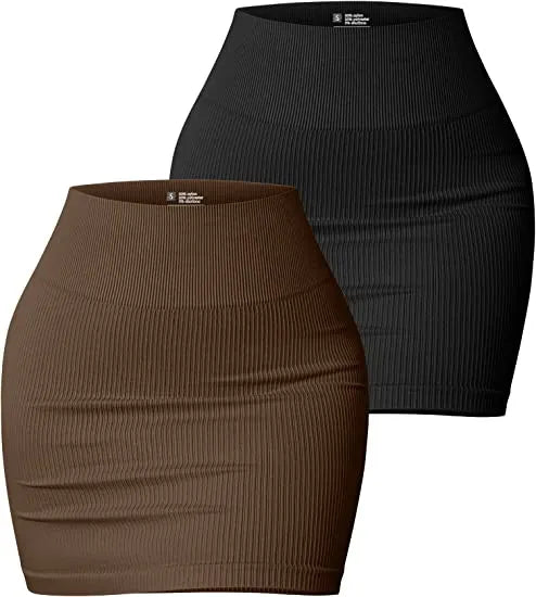 summer sexy solid color spandex polyester above knee skirts