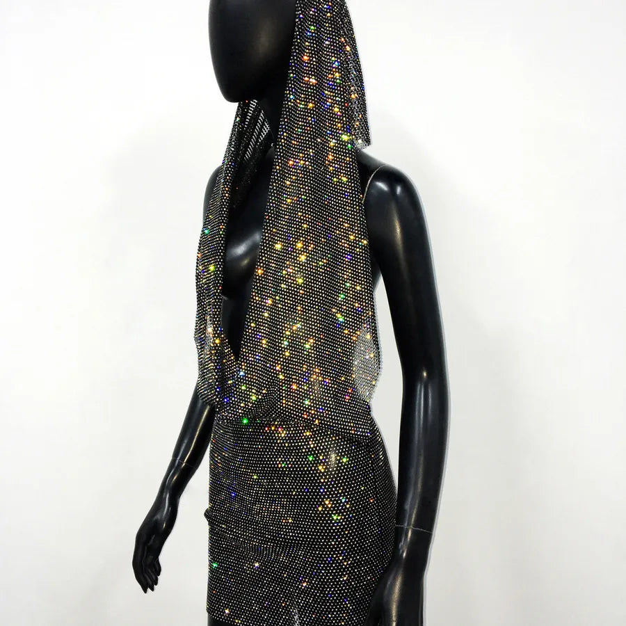 Halter Neck Hooded Sleeveless Hip Skirt Dress