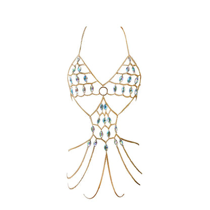 New   Chest Chain Accessories Sexy Fashion Hollow Acrylic Multi-layer Colorful Body Chain