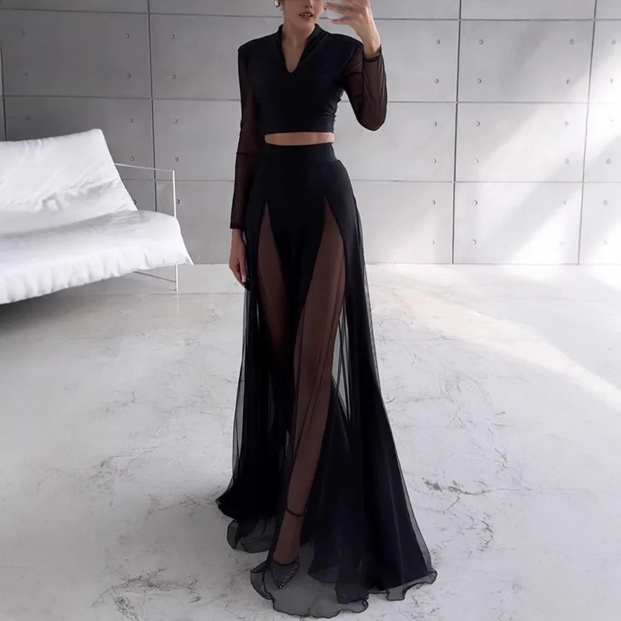 Holiday Street Women's Streetwear Solid Color Polyester Voile/Milk Silk Skirt Co-ord Set Skirt Sets