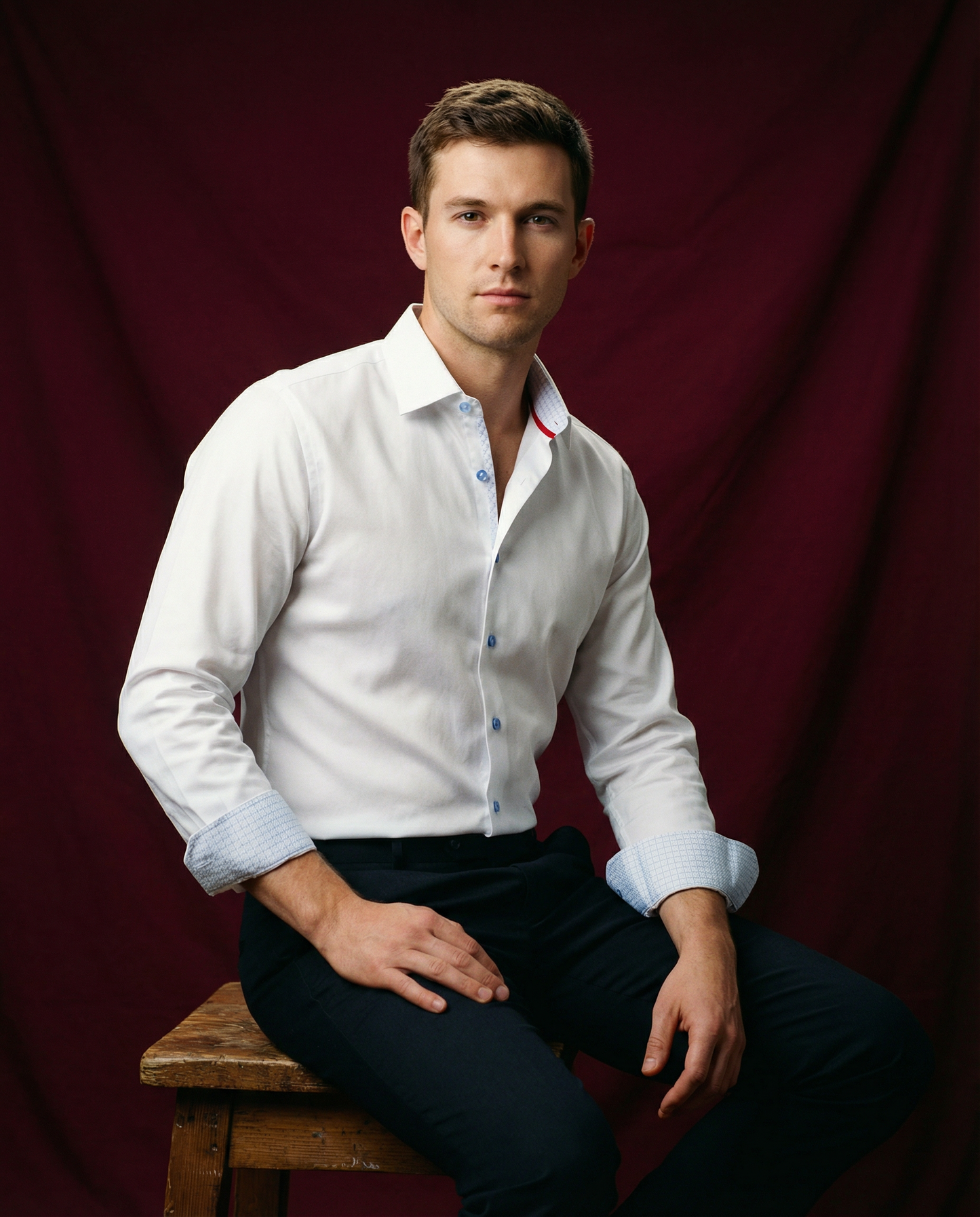 Troy Button-Up Shirt With Contrast Details // White // Contemporary Fit (Regular)