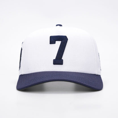 ‘7’ Premium SnapBack - White/Navy