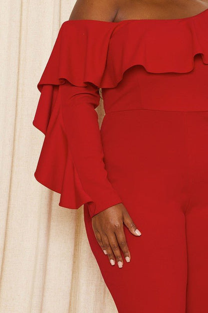 Reign 荷葉邊單肩加大尺寸連身褲